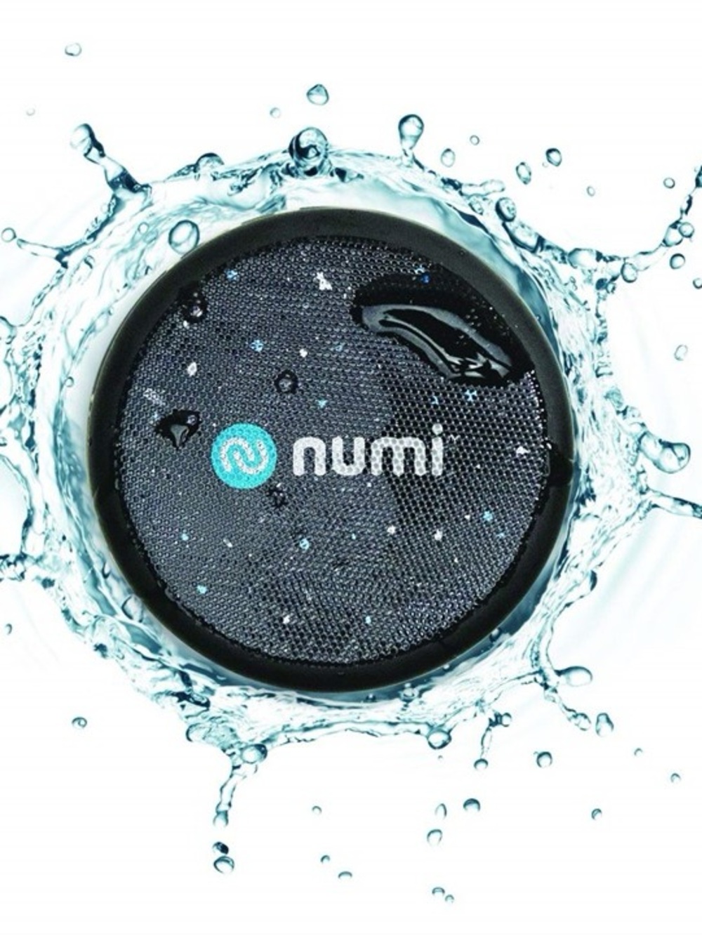 Numi Portable Waterproof Bluetooth Speaker in Black with Teal Logo